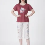 Women's Floral Graphic Ribbed Pajama Set
