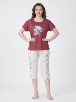 Women's Floral Graphic Ribbed Pajama Set