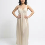 Women's Luxury Satin Lace-Trim Maxi Nightgown Slip
