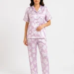 Women's Luxury Satin Floral Short-Sleeve Pajama Set