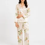 Women's Luxury Satin Botanical Floral Pajama Set