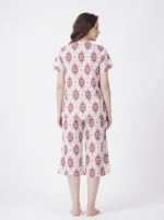 Women's Luxury Cotton-Blend Ikat Print V-Neck Pajama Set - Image 2