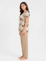 Women's Tropical Monstera Leaf Square-Neck Pajama Set - Image 3