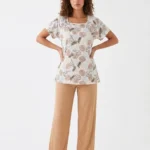 Women's Tropical Monstera Leaf Square-Neck Pajama Set