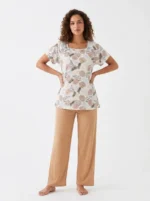 Women's Tropical Monstera Leaf Square-Neck Pajama Set