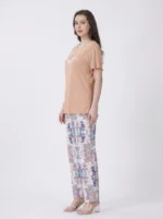 Women's "Be Happy" Graphic Flutter-Sleeve Pajama Set - Image 3