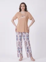 Women's "Be Happy" Graphic Flutter-Sleeve Pajama Set