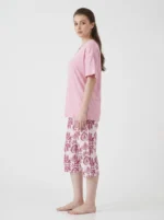 Women's Ornamental Print Split-Neck Pajama Set - Image 3