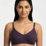 Women's Fine Cotton Multi-Part Seamed Bra with Swiss Polka Dot Print