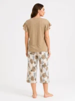 Women's Tropical Leaf "Dreaming" Ribbed Pajama Set - Image 2