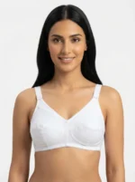 Women's Wire-Free High-Support Seamed Bra with Breathable Mesh Upper Panels