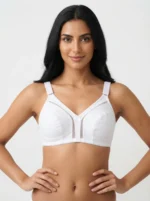 Women's Wire-Free Full-Coverage Support Bra with Linear Mesh Trim