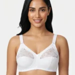 Women's Underwired Full-Coverage Support Bra with Floral Lace Upper Panels