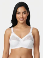 Women's Underwired Full-Coverage Support Bra with Floral Lace Upper Panels