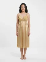 Women's Cotton Lace-Trim Midi Nightgown Slip