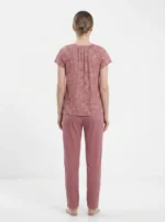 Women's Geometric Arch Print Ruched Neck Pajama Set - Image 2