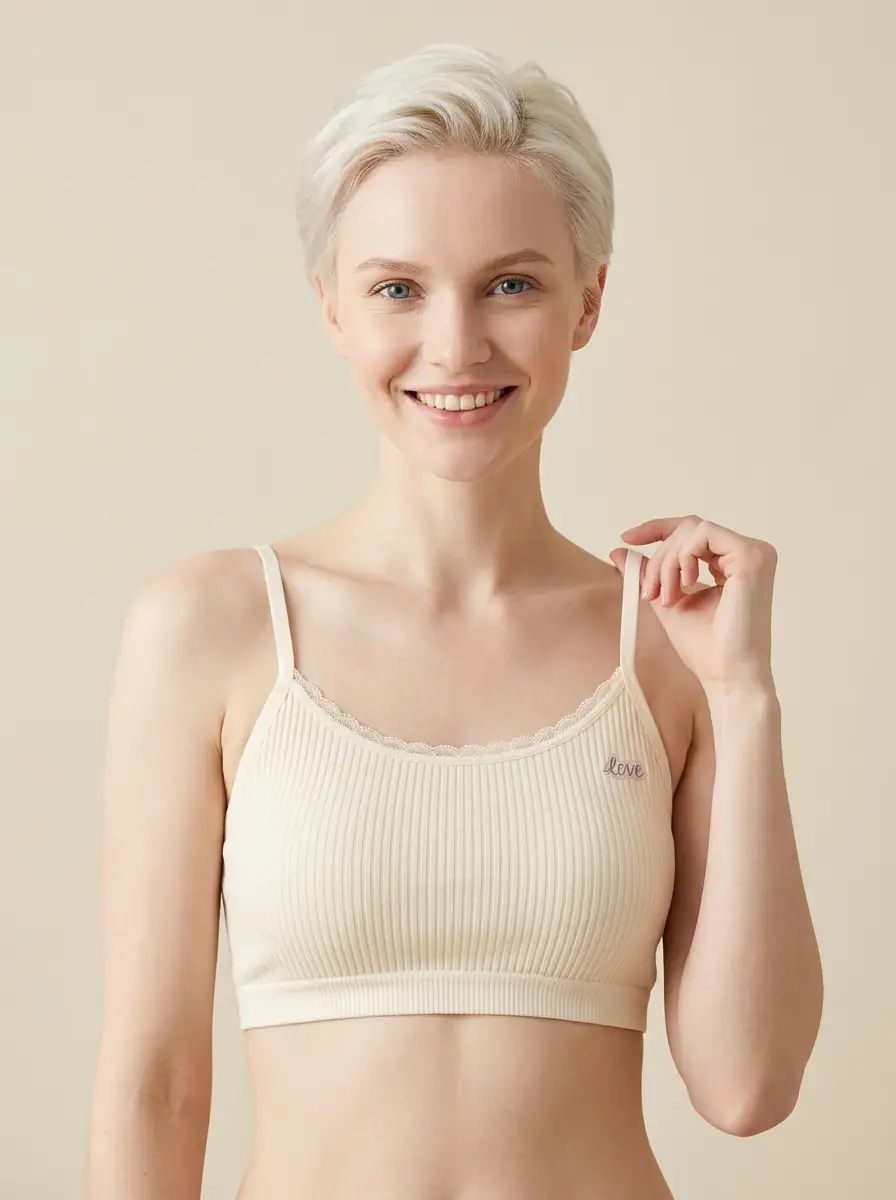Woman_setting_cream_crop_top_202607031713 Max Sports Bra - Image 1