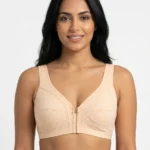 Women's Pure Cotton Front-Zipper Wireless Crop Bra with Ditsy Ring-Floral Print