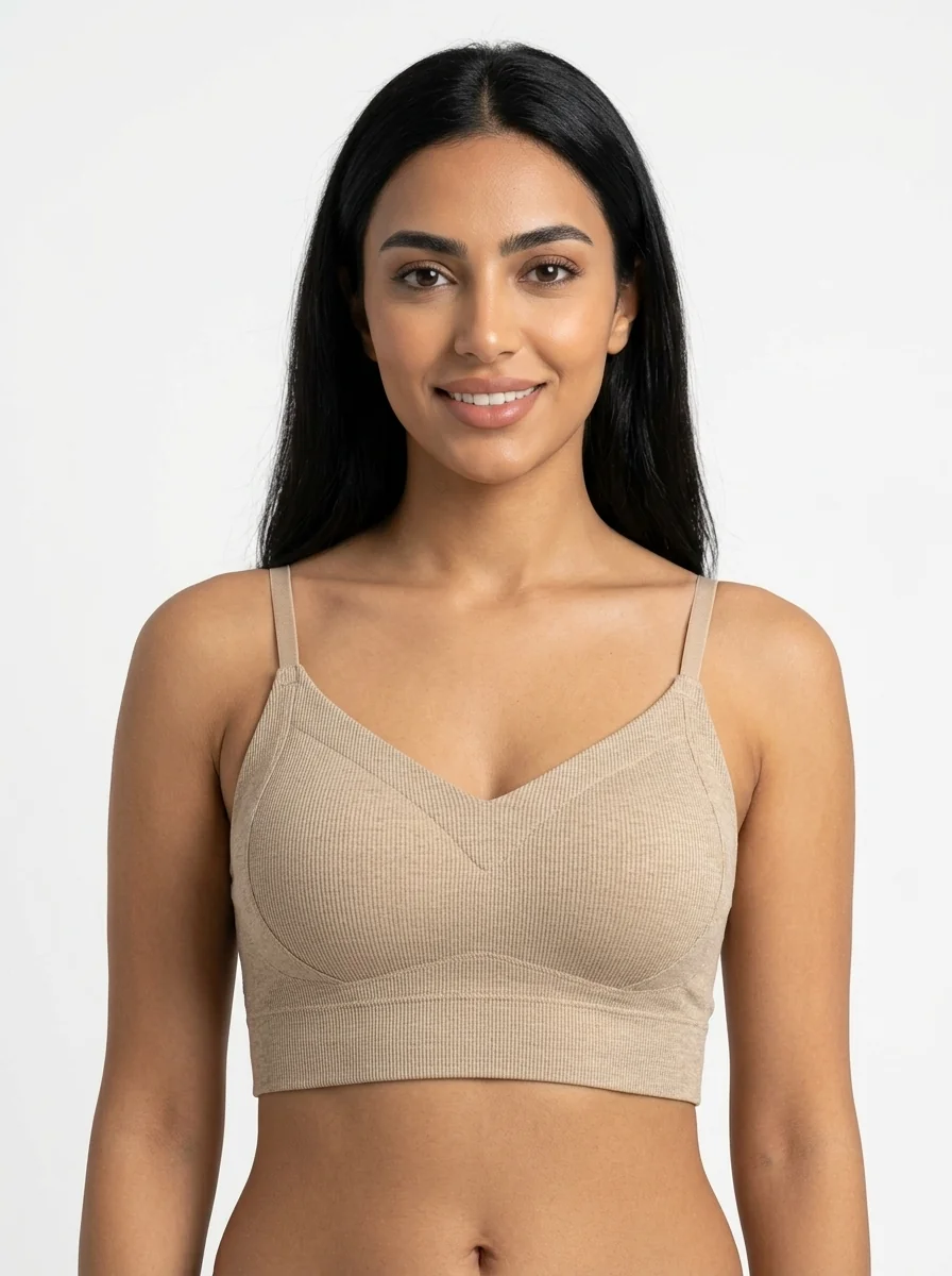 Woman_wearing_beige_bra_202607190024 Women's Premium full Bra - Image 1