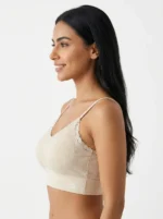 Women's Premium Cami Bra with Cross-Strap V-Neck and Lace Trim - Image 3