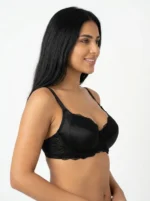 Women's Wire-Free Soft Textured Comfort Bra with Lace Back Trim - Image 3