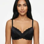 Women's Wire-Free Soft Textured Comfort Bra with Lace Back Trim