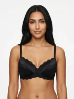 Women's Wire-Free Soft Textured Comfort Bra with Lace Back Trim