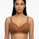 Women's Comfort Bra with Side-Ruched Lace Inset Cups