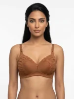 Women's Comfort Bra with Side-Ruched Lace Inset Cups