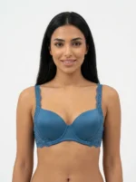 Wireless Bra with Lace Wings and Rhinestone Gore