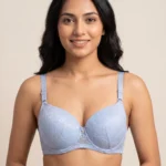 Denim Embroidery Unlined Demi Bra