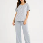 Serene Sky Checker Floral Loungewear Set