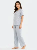 Serene Sky Checker Floral Loungewear Set - Image 3