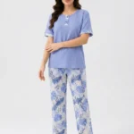 Peri Blue Tropical Henley Loungewear Set