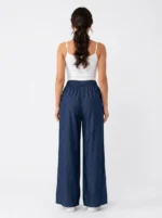 Women's Wide-Leg Denim Blue Casual Trousers - Image 2