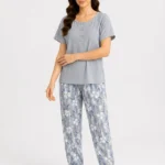 Serene Sky Meadow Henley Loungewear Set
