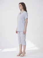Serene Sky Checker Floral Loungewear Set - Image 3