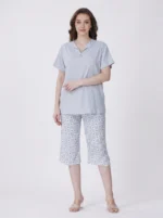 Serene Sky Checker Floral Loungewear Set