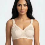 Women’s High-Support Underwired Comfort Bra with Semi-Sheer Lace Upper Panels