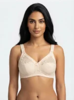 Women’s High-Support Underwired Comfort Bra with Semi-Sheer Lace Upper Panels