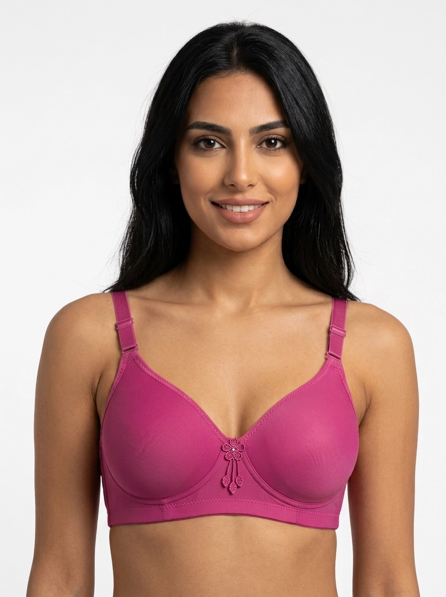 Woman_wearing_bra_studio_pose_202607180216 Women's Wire-Free Smooth Medallion Comfort Bra - Image 1