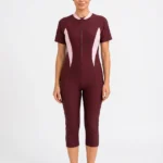 Women's Colorblock Modest One-Piece Swimsuit Set