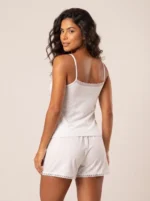 Women's Seamless Textured Activewear Crop Top & Shorts Set - Image 2