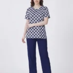 Midnight Navy Checker Floral Loungewear Set