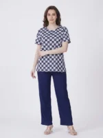 Midnight Navy Checker Floral Loungewear Set