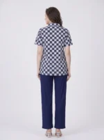 Midnight Navy Checker Floral Loungewear Set - Image 2