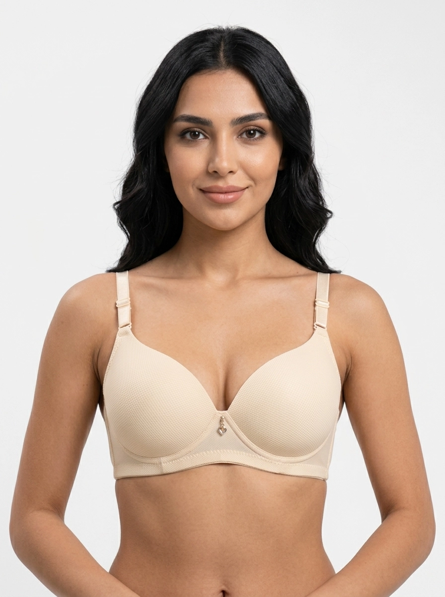 Woman_wearing_cream_bra_202607180121 (1) Women's Wire-Free Soft Contour Bra - Image 1
