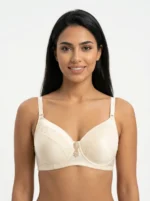 Women's Comfort Bra with Lace Trim and Fanned Base