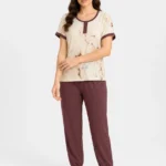 Burgundy Marble Henley Loungewear Set