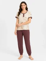 Burgundy Marble Henley Loungewear Set